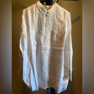 NWT Boden white linen button down shirt